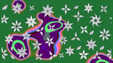 Klasik tropikal doğal elementlerin suluboya seti. Egzotik çiçekler, botanik, yeşil renklerdeki parlak klasik doğa. Raster illüstrasyonu.