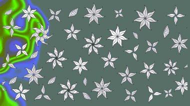 Çiçek deseni. Raster illüstrasyonu. Chichi 'nin kumaş kalıbını çiz. Renkli Bahar Teması eskiz kalıbı. Düz Çiçek Elementleri Tasarımı.