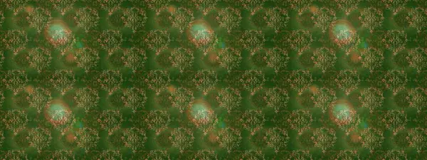 Çiçek buketleriyle klasik tarzda kusursuz desenler. Raster illüstrasyonu. Yeşil, kahverengi ve bej renklerde.