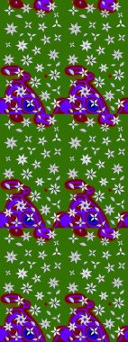 Raster düz çiçek çizim deseni. Hediye ambalaj kağıdı, tebrik kartları, posterler ve pankart tasarımı. Yeşil renkte çiçekler.