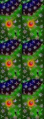 Yumuşak, yeşil renkli bahar çiçekleri. Yaprak ve çiçeklerin suluboya resimleri, yeşil renkte çizimler. Raster illüstrasyonu.