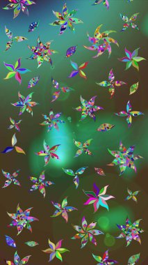 Suluboya tarzında yeşil renkte. Küçük çiçekli yay deseni çiz. Raster illüstrasyonu.