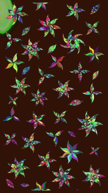 Yaprak ve çiçeklerin suluboya resimleri, kahverengi renklerdeki çizimler. Raster illüstrasyonu. Yumuşak, bahar çiçekleri kahverengi renklerde.