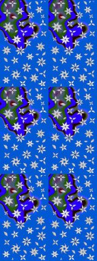 Karalama çiçekleri çizim kalıbı. Mavi el çizimi desen. Sanat çiçeklere ilham verir ve arka planda izler bırakır. Raster deseni.