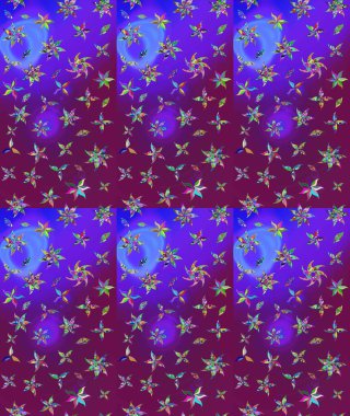 Raster Modaya uygun kumaş deseni. Renkli Bahar Teması eskiz kalıbı. Mor renkli şirin çiçek deseni. Düz Çiçek Elementleri Tasarımı.
