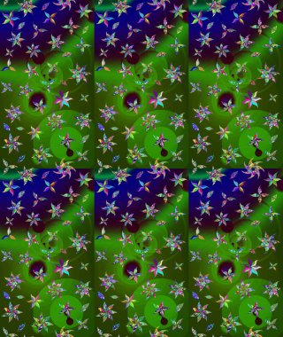 Yeşil çiçekli eskiz deseni, suluboya çiçek deseni, sevimli çiçek, duvar kağıdı, kart veya kumaş için fayanslı. Raster - stok.