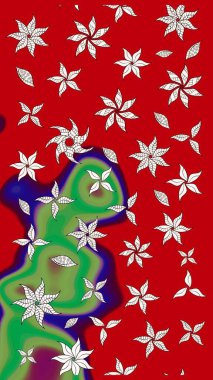 Çiçek süslemeli çizim deseni. Kırmızı renkte çiçekler. Raster illüstrasyonu.