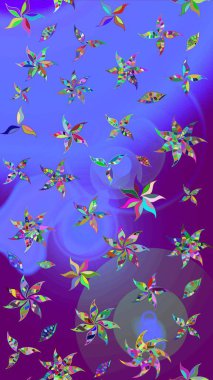 Motley illüstrasyonu. Küçük renkli çiçekler. Küçük çiçekte güzel bir desen. Moda baskıları için zarif bir şablon. Menekşe çiçekli bahar çiçekleri.