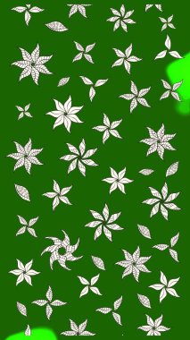 El çizimi çiçek çizimi deseni (fayans). Şirin çiçekli, desenli, yeşil renkli bir eskiz deseni. Tekstil için suluboya çizim deseni.