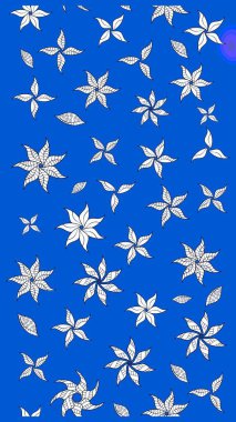 Renkli desenli eskiz deseni, mavi çiçekler ve dekoratif elementlerle. Eskiz geçmişi. Raster illüstrasyonu. Kumaş, tekstil, duvar kağıdı baskısı için. Antika retro tarzı.