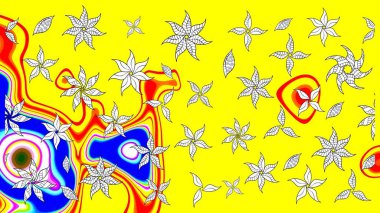 Renkli Bahar Teması eskiz kalıbı. Düz Çiçek Elementleri Tasarımı. Raster..