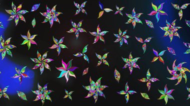 Tropik çiçek desenleri. Raster illüstrasyonu. Gri renkli çiçekler.