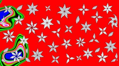 Yapraklı çizim şekli. Şirin, zarif çiçekler Raster illüstrasyonu. Poster ya da kapak için arka plan. Tekstil için figür. Davetiye ve kartpostal tasarımı için dekoratif çiçek unsurları.