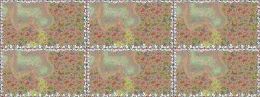 Bej renkli ve nötr arkaplanda renkli kelebekler. Paketleme, kağıt ve kumaş için uygun. Kelebeklerle dolu renkli halk eğlencesi.