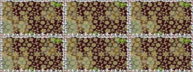 Çiçek kompozisyonu. Raster deseni. - Kahverengi çiçekler. Çiçek kolajı. Doğa. Küçük çiçekte güzel bir desen var. Çiçek arka planı.