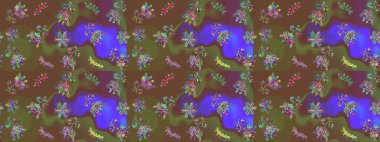 Çiçekler, suluboya ile sorunsuz çiçek desenli. Raster desen. Fantezi kumaş deseni.