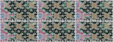 Raster illüstrasyonu. Gri renklere karalamalar çizen kusursuz çiçek deseni.