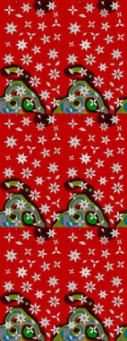 Sevimli çiçek raster deseni. Kırmızı renkte çiçekler. Renkli Bahar Teması eskiz kalıbı. Düz Çiçek Elementleri Tasarımı.