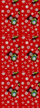 Çiçek desenli çizim. Raster illüstrasyonu. Kırmızı renkte Asyalı tekstil.