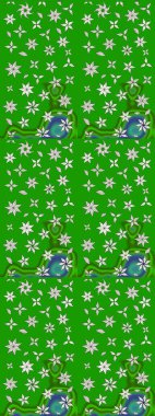 Küçük çiçekli yay deseni çiz. Raster illüstrasyonu. Suluboya tarzında yeşil renkler üzerine.