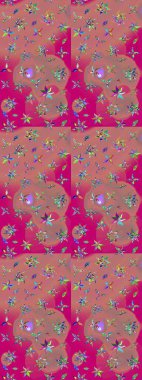 Çiçekli eskiz deseni. Suluboya çizimi. El çizimi. Pembe renkte çiçekler.