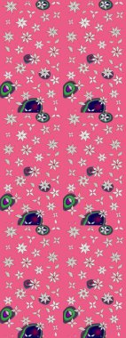 Suluboya çiçekli çiçek deseni. Raster illüstrasyonu. Pembe renkli güzel tekstil..