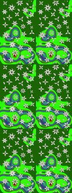 Çiçek desenli raster, yeşil çizgi grafik desenli soyut raster arkaplan. Modern stil dokusu.