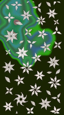 Raster illüstrasyonu. Gri renkli çiçekler. Küçük çiçekte sevimli çiçek deseni var..