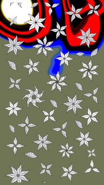 Eskiz arkaplan modeli. Raster hisseleri. Çiçekler yeşile. Suluboya, elle çizilmiş.