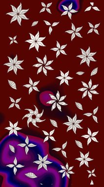 Düz Çiçek Elementleri Tasarımı. Kırmızı renkte çiçekler. Sevimli çiçek raster deseni. Renkli Bahar Teması çizim şablonu.