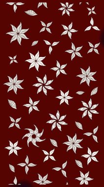 Kırmızının üstüne kırmızı. 1950-1960 motifleri. El çizimi çiçek unsurları olan soyut çizim raster deseni. Çiçekli ipek eşarp. Retro tekstil tasarım koleksiyonu.