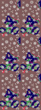 Renkli Bahar Teması eskiz kalıbı. Raster Modaya uygun kumaş deseni. Düz Çiçek Elementleri Tasarımı. Kahverengi renkli şirin çiçek deseni.