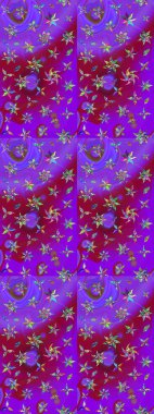 Raster illüstrasyonu. Soyut çiçek çizim kalıbı arka planı. Mor renklerde. Küçük çiçekteki sevimli çiçek deseni. Raster deseni.