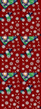 Çiçek ve yapraklı karalama şeklinde Raster çiçek deseni. Kibarca, kırmızı renkte bahar çiçekleri. Raster illüstrasyonu.