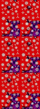 Parlak çiçekli kolaj çiçeği kırmızısı. Çiçek tasarımı için inanılmaz bir kolaj cenneti tarzı. Çiçekli zambaklar eskiz arka planı.