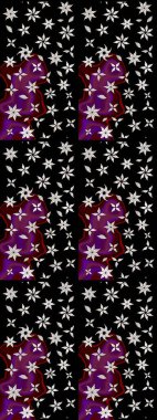 Küçük çiçekteki sevimli çiçek deseni. Varicoloblack Raster çizimi. Birçok siyah soyut çiçekli tropikal çizim deseni.