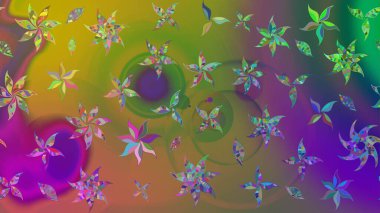 Yeşil renkli çiçekler. Çiçekli karalama şeklinde Raster çiçek deseni. Yumuşak, bahar çiçekli arka plan.