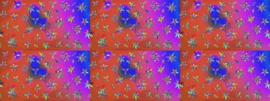 El çizimi çiçek çizimi deseni (fayans). Şirin çiçekli, desenli, pembe renkli bir eskiz deseni. Tekstil için suluboya çizim deseni.