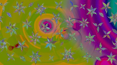 Vadinin yeşil renkli çiçekleri. Çiçeksel çizim kalıbının çizimi.