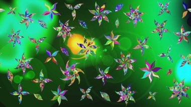 Renkli Bahar Teması eskiz kalıbı. Güzel kumaş deseni. Düz Çiçek Elementleri Tasarımı. Raster illüstrasyonunda çiçek deseni çizimi.