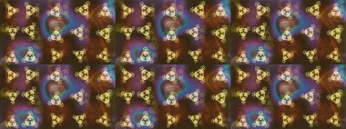 Kar taneleri, radyal kahverengi, mor ve gri renkler. Renkli arka planda güzel kar taneleri. Raster illüstrasyonu..