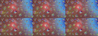 Raster illüstrasyonundaki çiçek desenli çizim. Kahverengi renkte çiçekler.