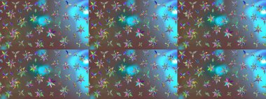 Renkli Bahar Teması eskiz kalıbı. Çiçeksel fantezi tasarımı ve parlak bir arka plan çizimi. Düz Çiçek Elementleri Tasarımı.