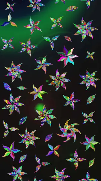 Raster illüstrasyonu. Robot resim. Şirin çiçek elementleri. Gri renkli çiçekler.