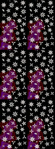 Küçük çiçekteki sevimli çiçek deseni. Varicoloblack Raster çizimi. Birçok siyah soyut çiçekli tropikal çizim deseni.