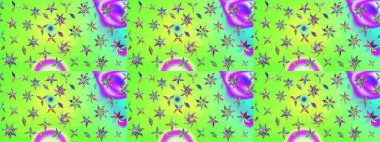 Hediye ambalaj kağıdı, tebrik kartları, posterler ve pankart tasarımı. Raster düz çiçek çizim deseni. Yeşil renkte çiçekler.