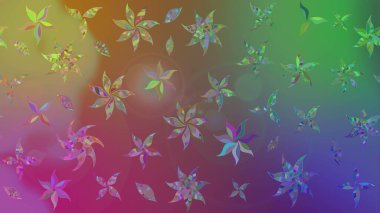 Küçük çiçekteki sevimli çiçek deseni. Varicolopurple Raster çizimi. Birçok mor soyut çiçekli tropikal çizim deseni.