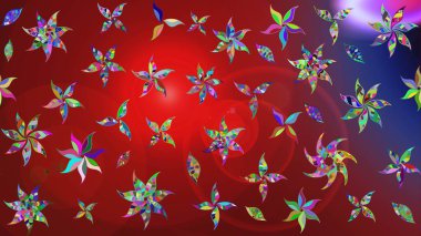 Kırmızı renkte etnik çiçeklerle süslenmiş zarif bir eskiz şekli. Raster Çiçek İllüstrasyon Şirin Tekstil.