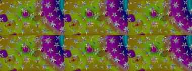 Düz Çiçek Elementleri Tasarımı. Yeşil renkli çiçekler. Renkli Bahar Teması eskiz kalıbı. Raster illüstrasyonunda çiçek deseni çizimi.