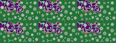 Çiçek yeşili eskiz deseni. Raster Yumuşak kumaş deseni. Raster çiçek izi. Klasik taslak çizimi.